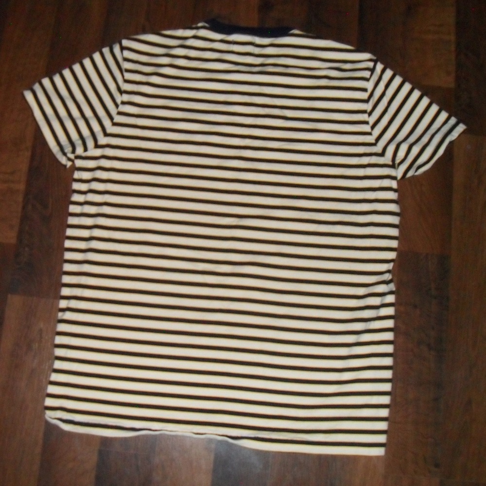 Taylor Stitch Mens Heavy Bag Striped T-Shirt Organic Cotton Cream Navy Yellow 46 - Picture 2 of 9